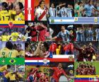 Четвертьфиналы, Аргентина 2011. Колумбия vs Перу, Аргентина против Уругвая, Бразилии против Парагвая, Чили против Венесуэлы